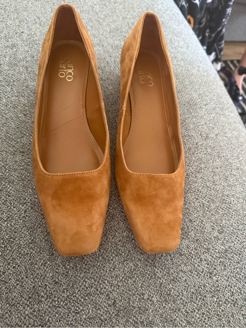 Franco Sarto Cognac Suede Square-Toe Flat - Picture 4 of 4